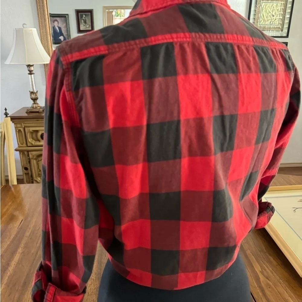Gap Kids Unisex Long Sleeve Button‎ Up Shirt Set of Two Plaid Red & Blue XXL